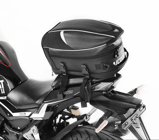 Motorcycle Tail Bag Black Motorbike Waterproof Tail Travel Rider Luggage Rear Back Seat Bag Large Capacity Saddle Bag