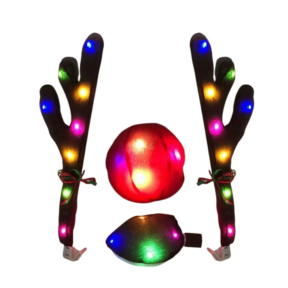 LED Glowing Antlers Christmas Car Decoration Car Truck Costume Reindeer Deer Antlers for Truck SUV Elk Vehicle Decor Accessories