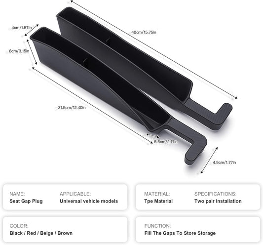 2PCS Car Seat Gap Filler Organizer,Multifunctional Car Gap Fillers with USB and Phone Holder, Universal Car Seat Storage Organizer between Seats for Phone, Keys, Eyeglasses(Black)