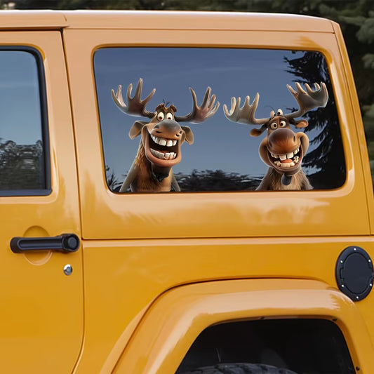 4PCS Cartoon Moose Car Stickers for Auto Window Bumper Side Body Trunk Waterproof Vinyl Decals Durable Christmas Decoration