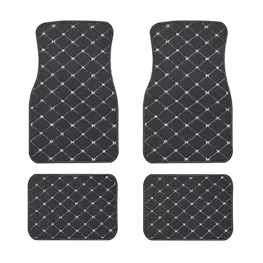 Car Floor Mats 4PCS Universal PU Leather Waterproof Auto Foot Pad Protector Carpet Front and Rear Mats Set Auto Accessories