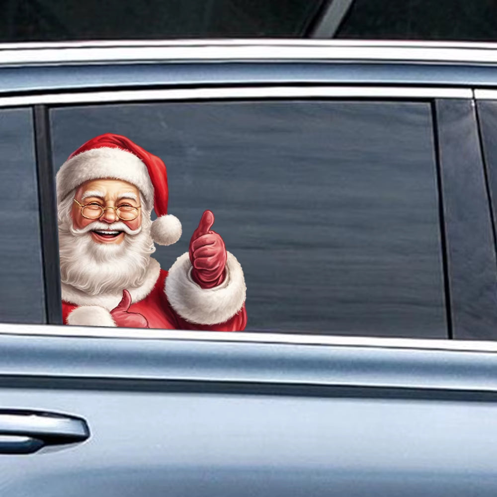 1Pc Christmas Car Sticker, Big Size PVC Santa Claus Car Decal, Car Window Waterproof Sticker, Funny Car Decorative Sticker