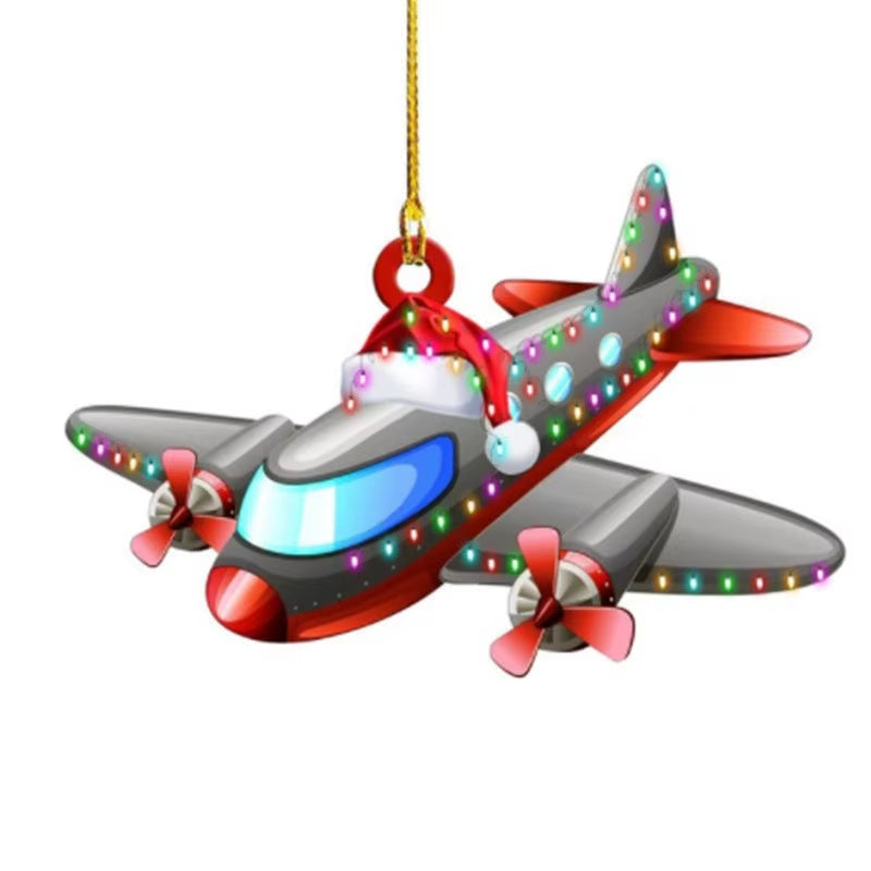 Truck Excavator Fire Truck Jeep Shape Hanging Decoration 2D Vivid Pattern Car Themed Acrylic Flat Pendant for Auto Interior