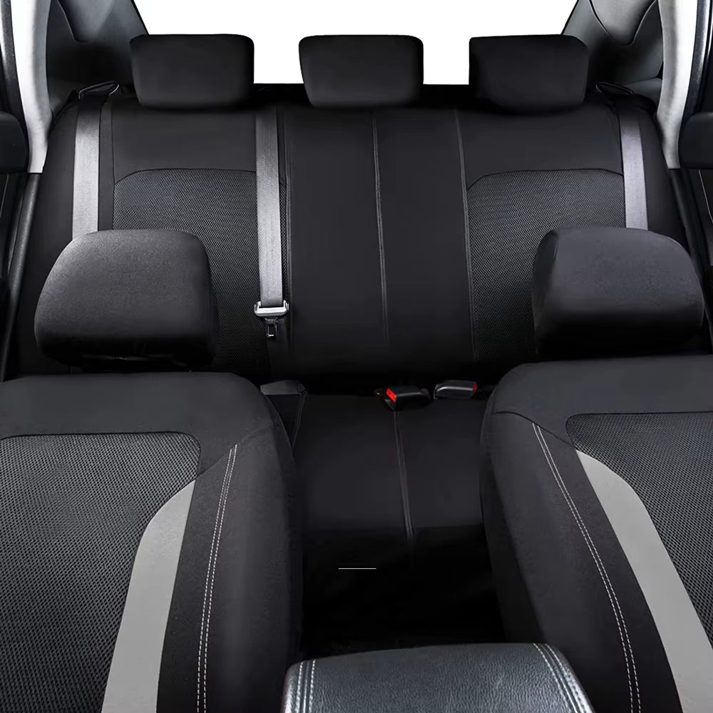 Universal Gray Mesh Seat Covers for Car with 3 Zipper Rear Seat Split Airbag Compatible Fit for Most Car SUV Truck VAN
