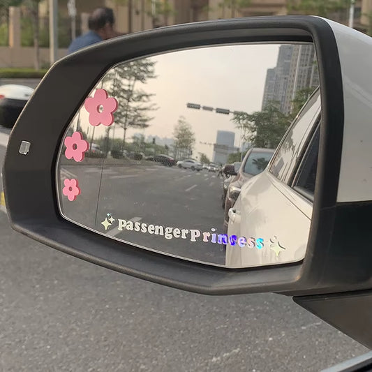 2Pcs Mirror Decoration Sticker Passenger Princess Star Mirror Decal Sticker Rearview Mirror Car Vinyl Decoration Funny Car Decal
