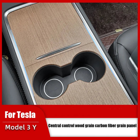 For Tesla Model 3 Y 2021-2023 Center Console Panel Sticker Wood Grain Film Carbon Central Control Cover Car Interior Accessories