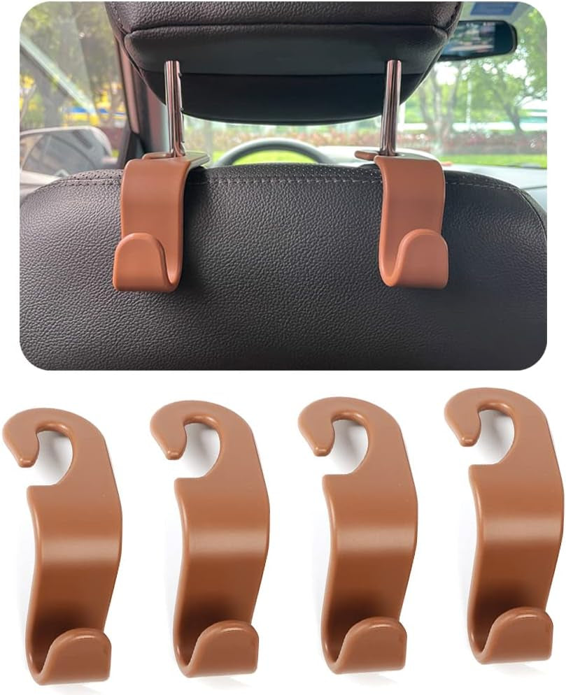 Car Headrest Hook for Purses and Bags 4 Packs, Back Seat Headrest Hanger,Universal Vehicle Storage Organizer(Carbon Fiber,4Pcs)
