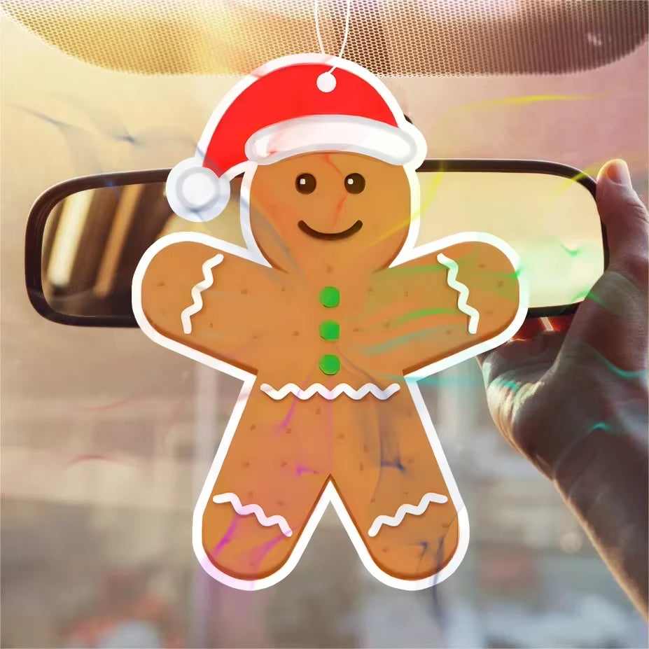1/3Pcs Shaped Ginger Villain Christmas Scent Tablet Car Air Freshener Hanging Air Freshener Perfume Scented Rearview Mirror