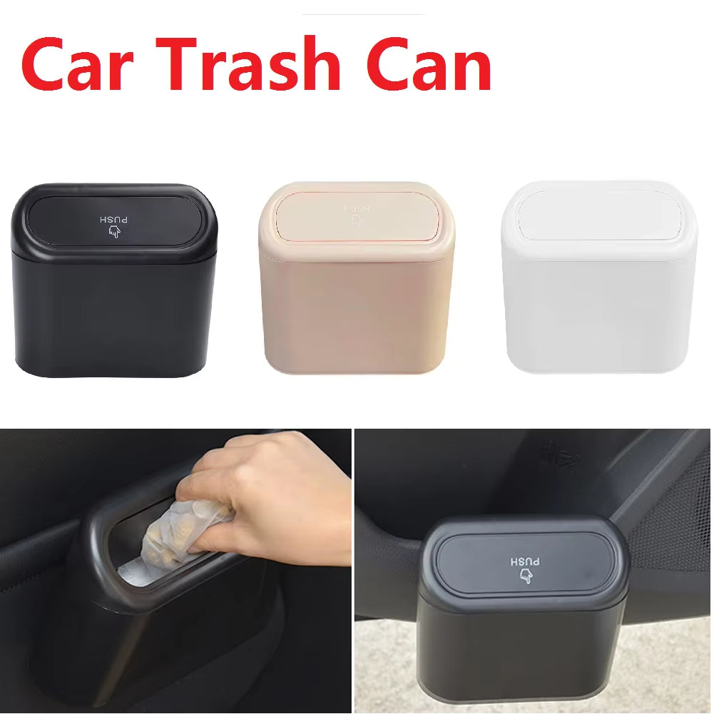 Hanging Car Trash Can Vehicle Garbage Dust Case Storage Box ABS Square Pressing Trash Bin Auto Interior Accessories Direct Sales