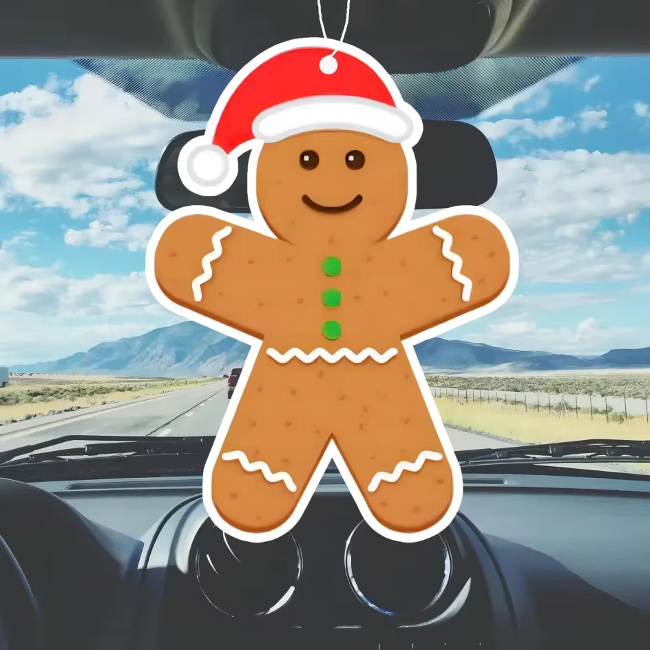 1/3Pcs Shaped Ginger Villain Christmas Scent Tablet Car Air Freshener Hanging Air Freshener Perfume Scented Rearview Mirror