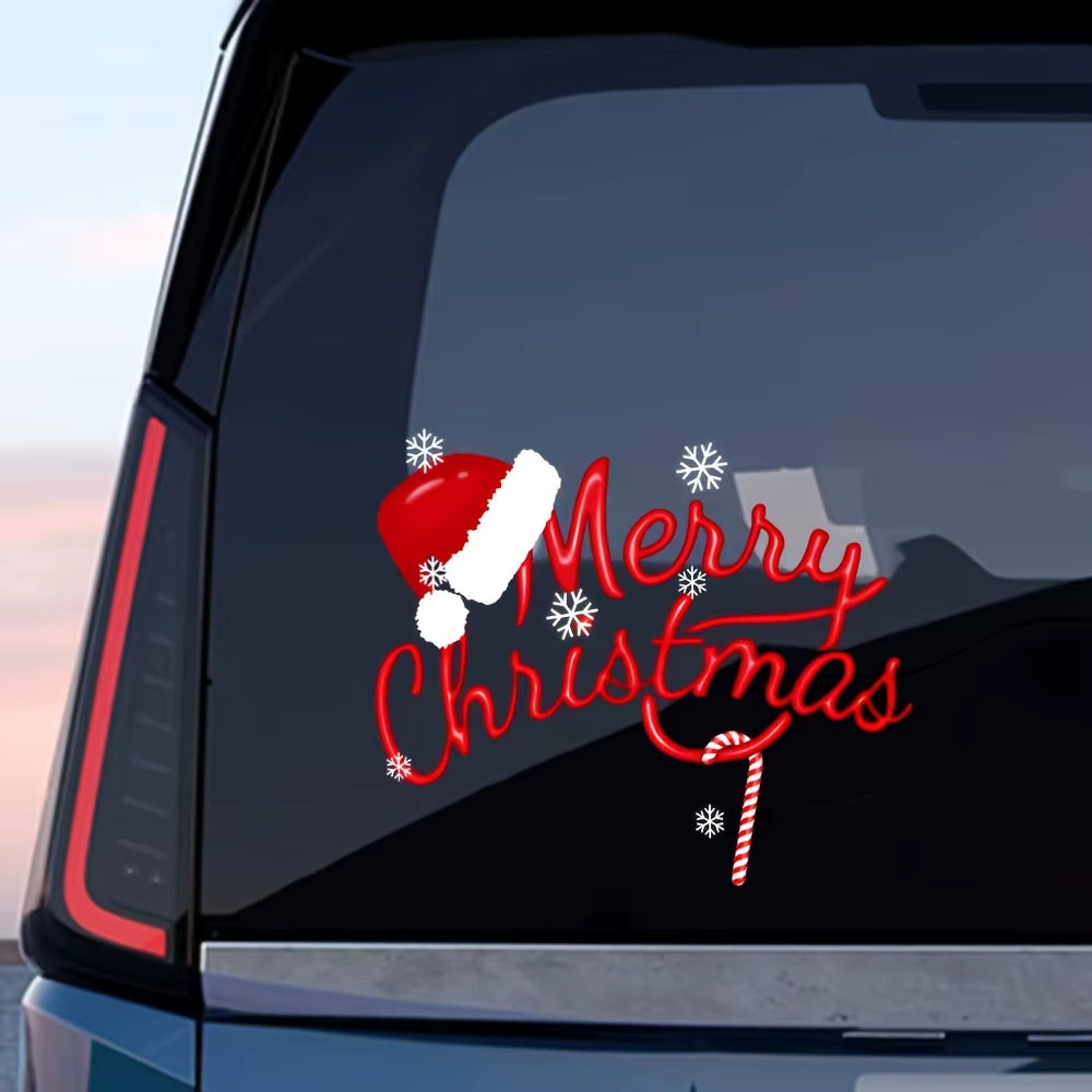 1PC Merry Christmas Car Stickers Waterproof Auto Fuel Tank Cap Window Trunk Vinyl Decals Festival Decor Vehicle Accessories