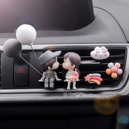 New Car Decoration Cute Cartoon Balloon Couples Action Figure Figurines Auto Interior Accessories for Christmas Girls Gifts