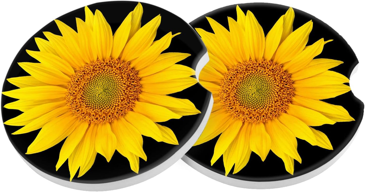 Car Coasters 2 Pack, Small 2.56" Stone Car Cupholder Absorbent Coaster Set for Women Men Drink Cup Holder Coasters (USA Flag)