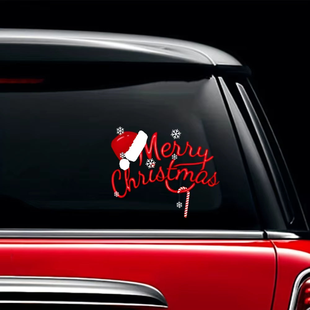 1PC Merry Christmas Car Stickers Waterproof Auto Fuel Tank Cap Window Trunk Vinyl Decals Festival Decor Vehicle Accessories
