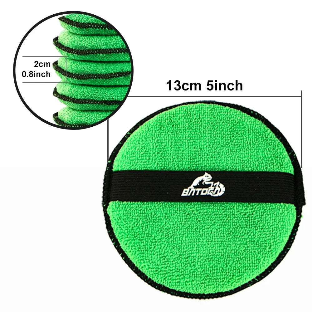 5Piece Microfiber Car Wax Applicator Pad Belt Design for Easy Control to Apply Wax and Polish Foam Sponge 5Inch