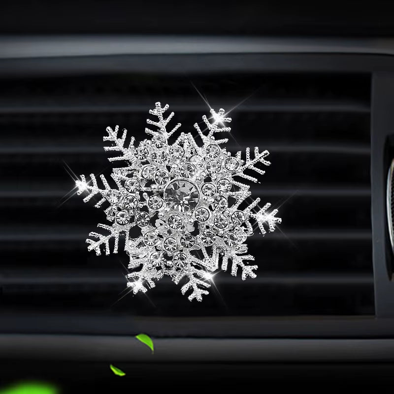 Water Drill Snowflake Car Air Conditioning Outlet Perfume Clip Car Perfume Interior Accessories Christmas Fragrance Decorations