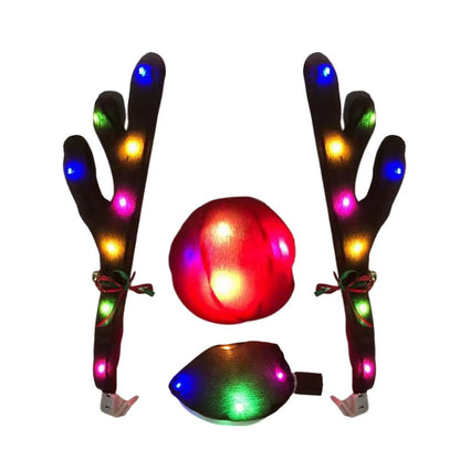 LED Glowing Antlers Christmas Car Decoration Car Truck Costume Reindeer Deer Antlers for Truck SUV Elk Vehicle Decor Accessories