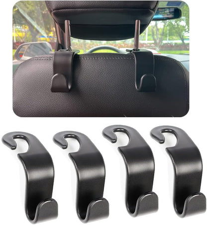 Car Headrest Hook for Purses and Bags 4 Packs, Back Seat Headrest Hanger,Universal Vehicle Storage Organizer(Carbon Fiber,4Pcs)