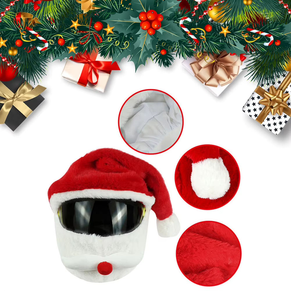 Motorcycle Santa Claus Funny Cover Elastic Santa Claus Christmas Hat Santa Claus Helmet Cover Motorcycle Accessoories