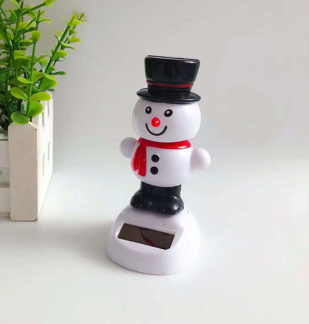 Christmas Car Decoration Solar Dancing Santa Claus Car Ornament Tree Elk Snowman Bobblehead Doll Merry Christmas Gift Accessory