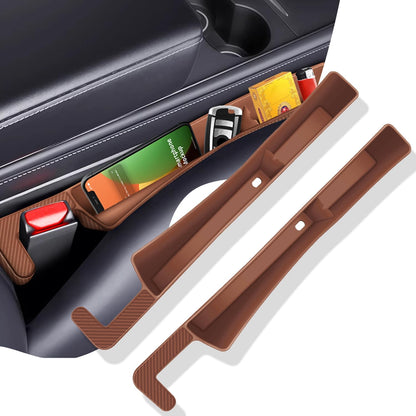 2PCS Car Seat Gap Filler Organizer,Multifunctional Car Gap Fillers with USB and Phone Holder, Universal Car Seat Storage Organizer between Seats for Phone, Keys, Eyeglasses(Black)