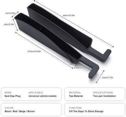 2PCS Car Seat Gap Filler Organizer,Multifunctional Car Gap Fillers with USB and Phone Holder, Universal Car Seat Storage Organizer between Seats for Phone, Keys, Eyeglasses(Black)
