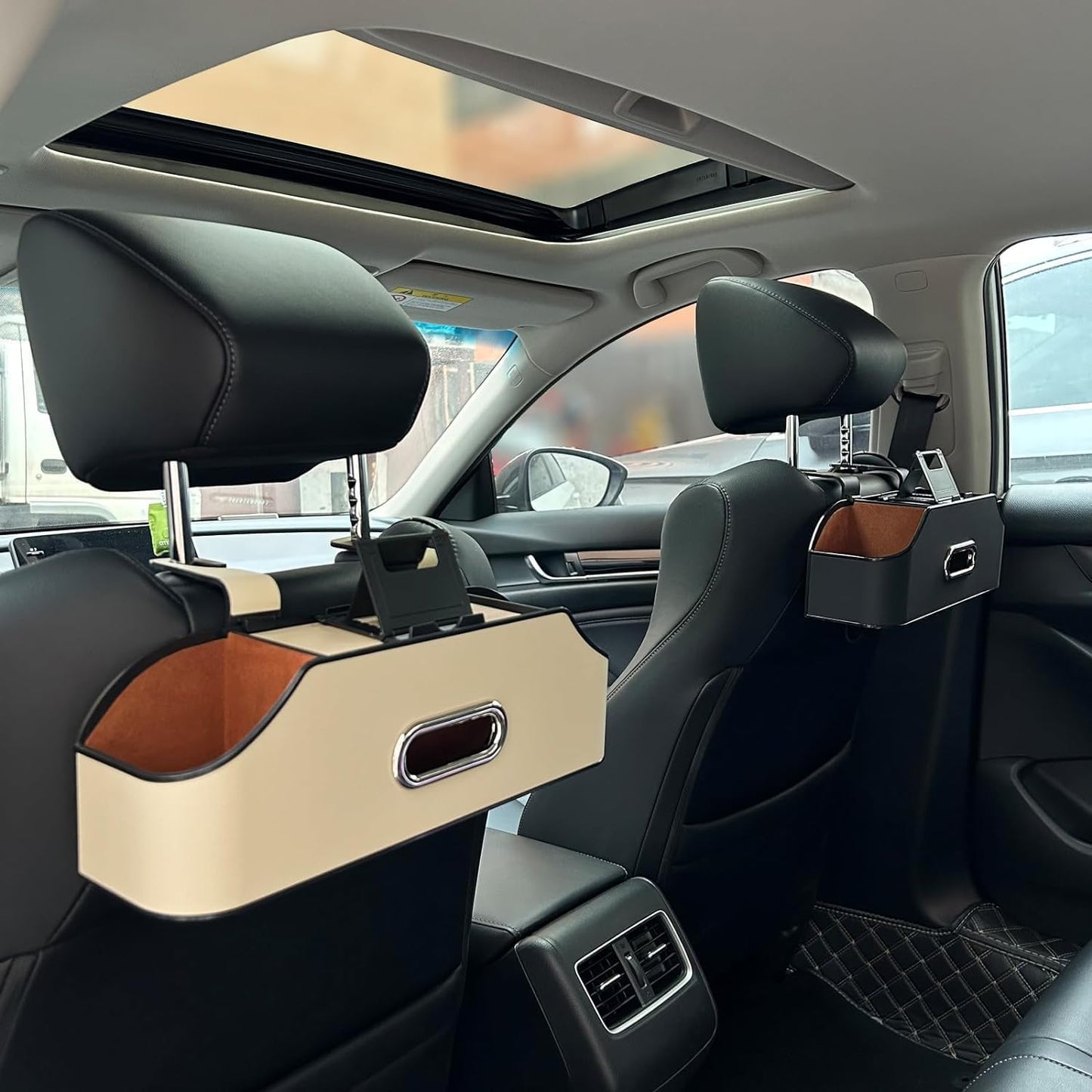 Car Storage Bag, Large Capacity Car Backseat Organizer,Ease of Use,Universal Car Organizer Back Seat,Car Storage Box,Compatible with Most Vehicles,Car Accessories (Beige), 91256