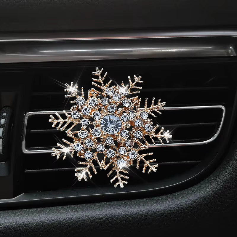 Water Drill Snowflake Car Air Conditioning Outlet Perfume Clip Car Perfume Interior Accessories Christmas Fragrance Decorations