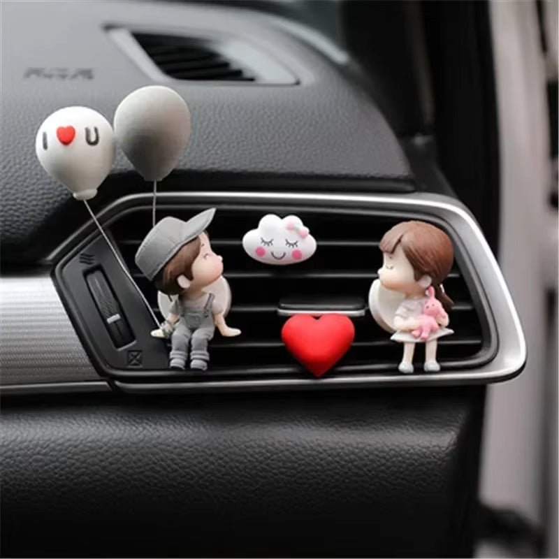 New Car Decoration Cute Cartoon Balloon Couples Action Figure Figurines Auto Interior Accessories for Christmas Girls Gifts