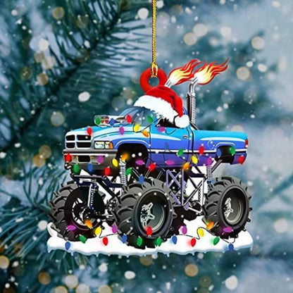 Truck Excavator Fire Truck Jeep Shape Hanging Decoration 2D Vivid Pattern Car Themed Acrylic Flat Pendant for Auto Interior