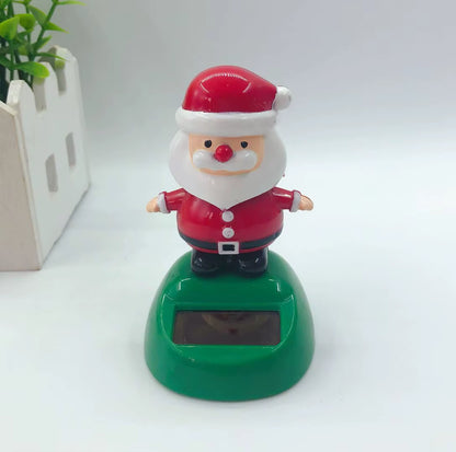 Christmas Car Decoration Solar Dancing Santa Claus Car Ornament Tree Elk Snowman Bobblehead Doll Merry Christmas Gift Accessory