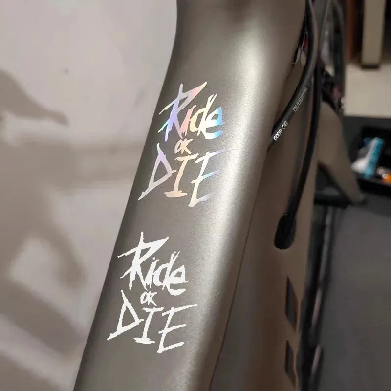 1Pc/Set Bike Frame Stickers Ride or Die Top Tube Decals for MTB Bicycle Decorative Frame Bike Auto Motorcycle Accessories