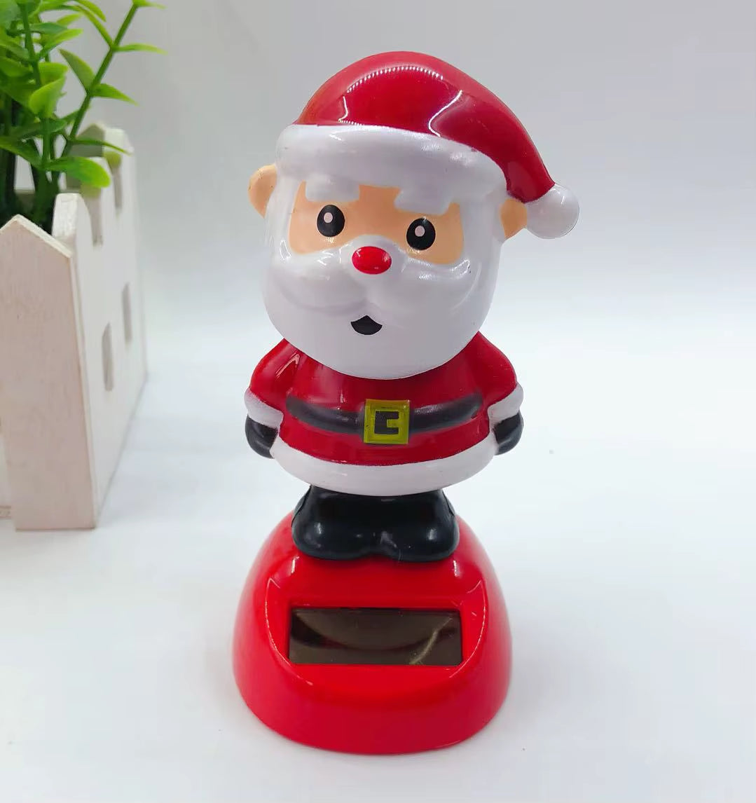 Christmas Car Decoration Solar Dancing Santa Claus Car Ornament Tree Elk Snowman Bobblehead Doll Merry Christmas Gift Accessory