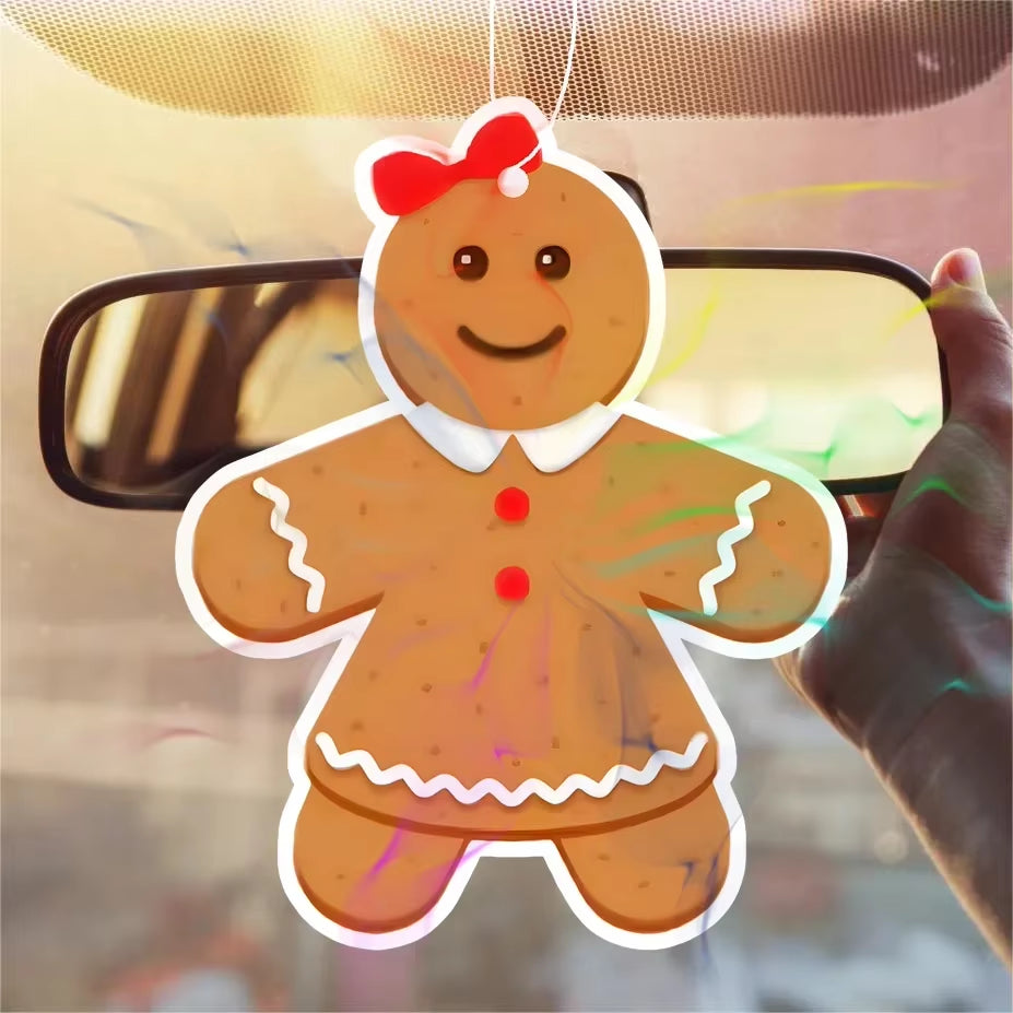 1/3Pcs Shaped Ginger Villain Christmas Scent Tablet Car Air Freshener Hanging Air Freshener Perfume Scented Rearview Mirror
