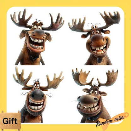 4PCS Cartoon Moose Car Stickers for Auto Window Bumper Side Body Trunk Waterproof Vinyl Decals Durable Christmas Decoration