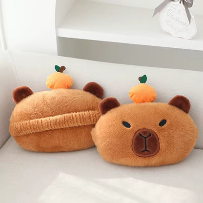 Car Headrest Neck Pillow Capybara Plush Shoulder Protection Cute Tissue Box Kawaii Car Decoration of Car Supplies Plushie Gift
