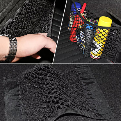 Universal Car Storage Bag Double Mesh Trunk Storage Net, Car Built-In Storage Bag, Car Fire Extinguisher Fixed Net