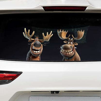 4PCS Cartoon Moose Car Stickers for Auto Window Bumper Side Body Trunk Waterproof Vinyl Decals Durable Christmas Decoration