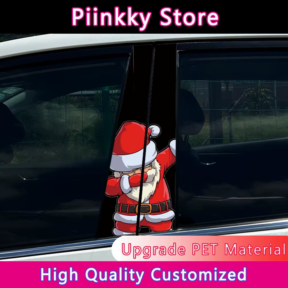Modern Christmas Claus Car B-Pillar Stickers Auto Center Column Decoration Cover Scratches Waterproof Decals Car Accessories