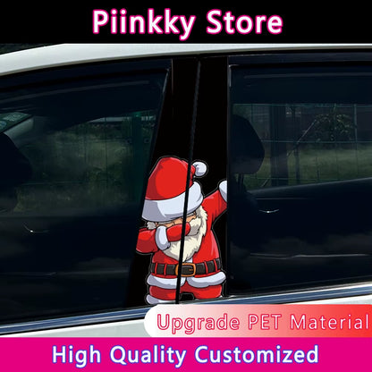 Modern Christmas Claus Car B-Pillar Stickers Auto Center Column Decoration Cover Scratches Waterproof Decals Car Accessories