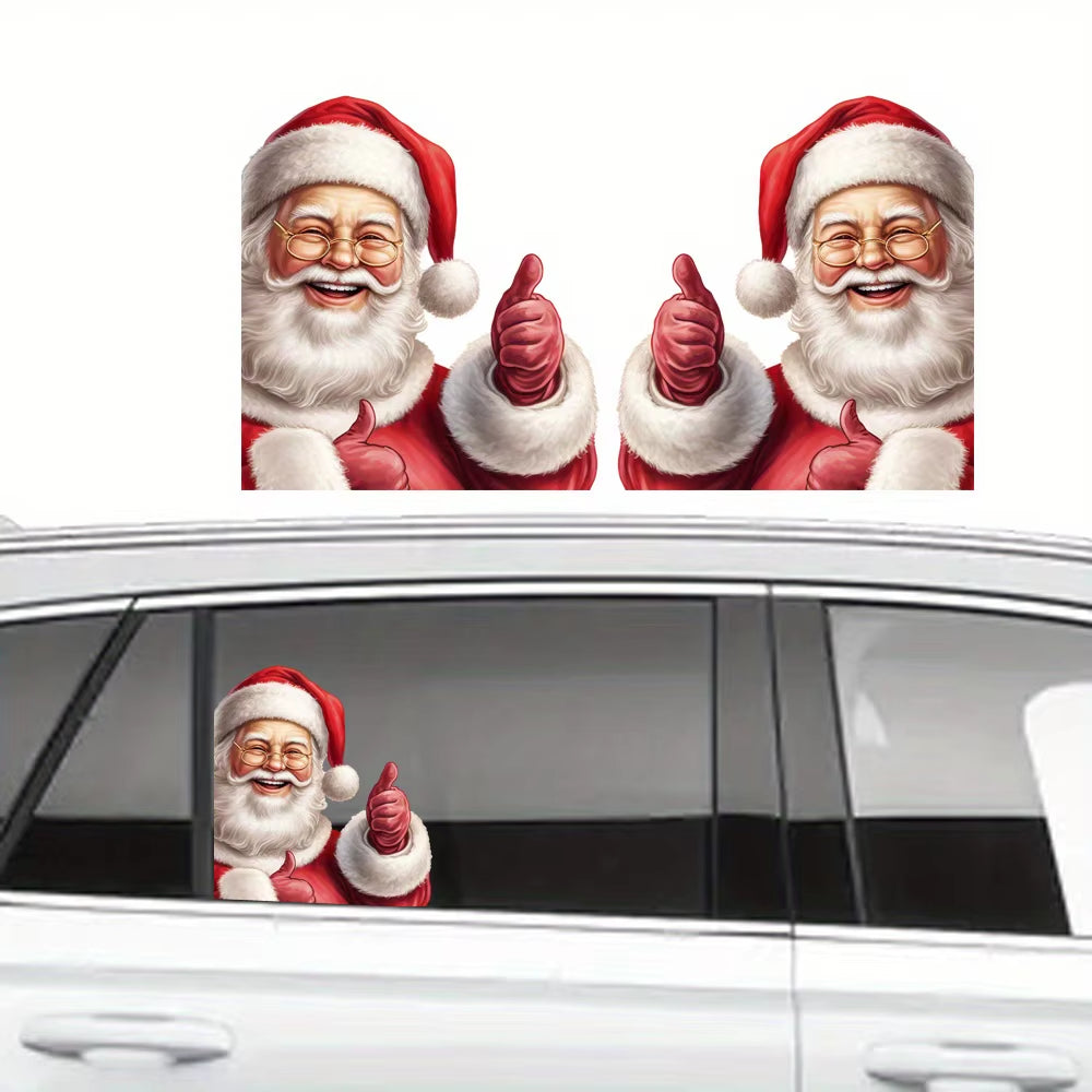 1Pc Christmas Car Sticker, Big Size PVC Santa Claus Car Decal, Car Window Waterproof Sticker, Funny Car Decorative Sticker