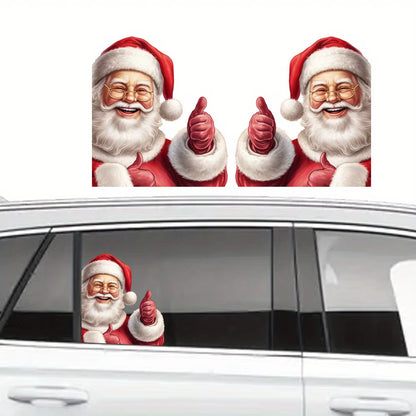 1Pc Christmas Car Sticker, Big Size PVC Santa Claus Car Decal, Car Window Waterproof Sticker, Funny Car Decorative Sticker