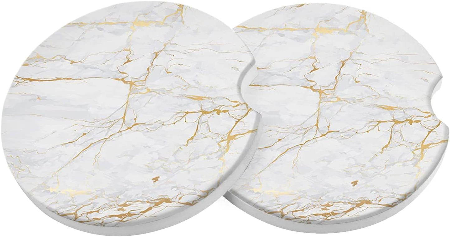 Car Coasters 2 Pack, Small 2.56" Stone Car Cupholder Absorbent Coaster Set for Women Men Drink Cup Holder Coasters (USA Flag)