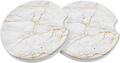 Car Coasters 2 Pack, Small 2.56" Stone Car Cupholder Absorbent Coaster Set for Women Men Drink Cup Holder Coasters (USA Flag)