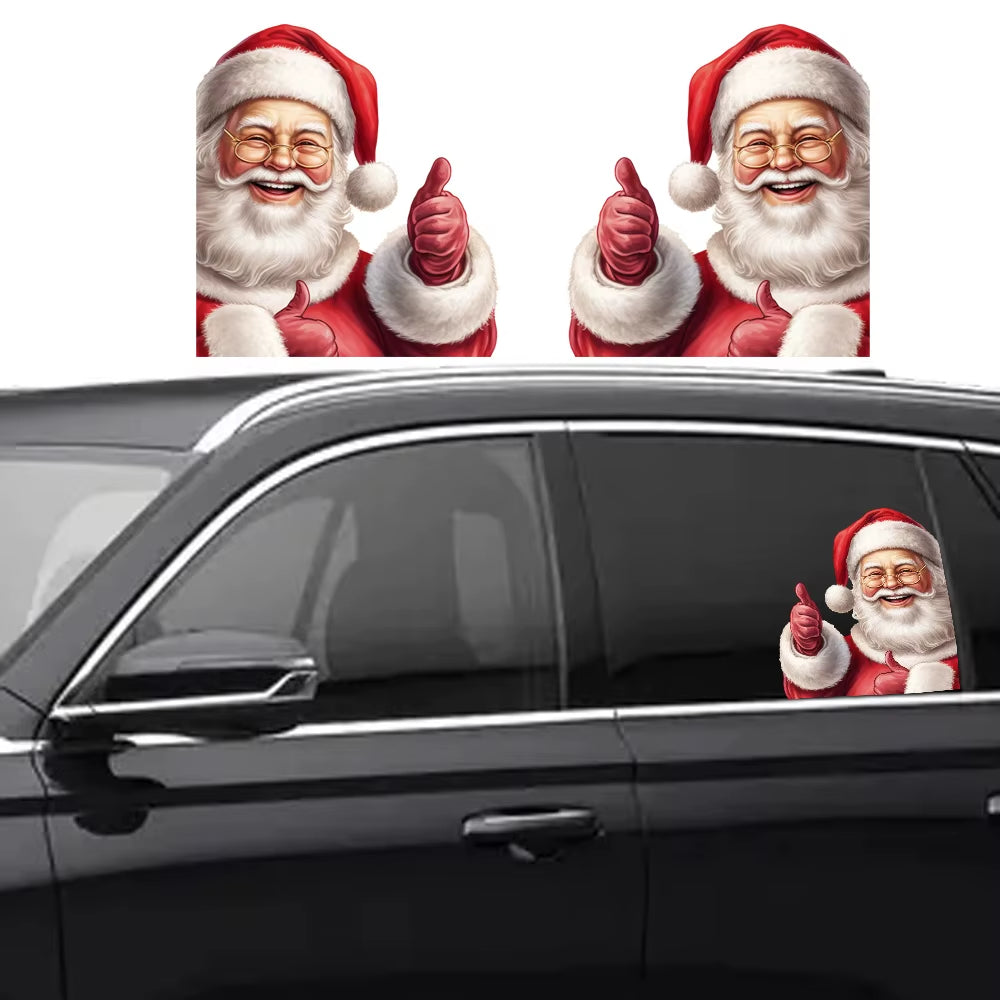 1Pc Christmas Car Sticker, Big Size PVC Santa Claus Car Decal, Car Window Waterproof Sticker, Funny Car Decorative Sticker