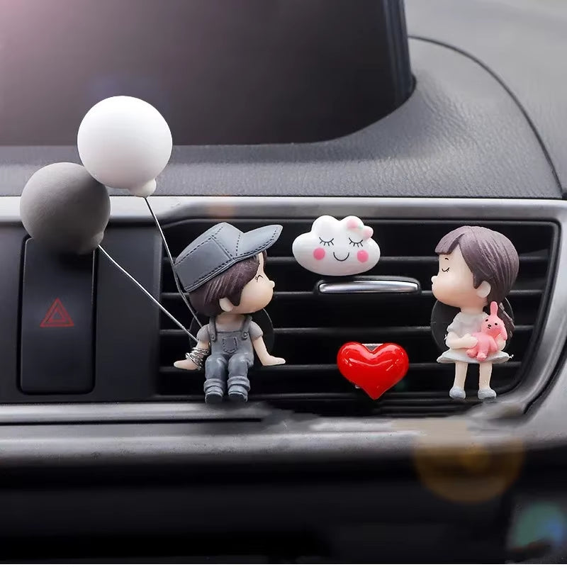 New Car Decoration Cute Cartoon Balloon Couples Action Figure Figurines Auto Interior Accessories for Christmas Girls Gifts