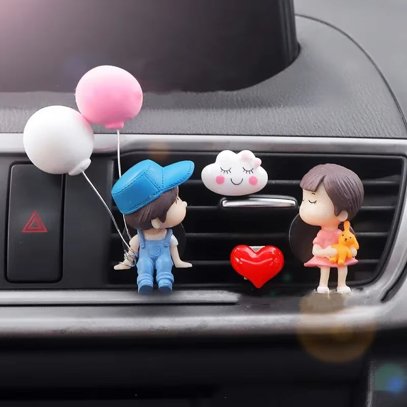 New Car Decoration Cute Cartoon Balloon Couples Action Figure Figurines Auto Interior Accessories for Christmas Girls Gifts