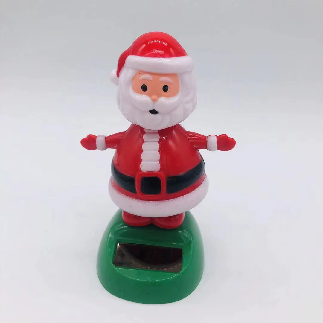 Christmas Car Decoration Solar Dancing Santa Claus Car Ornament Tree Elk Snowman Bobblehead Doll Merry Christmas Gift Accessory