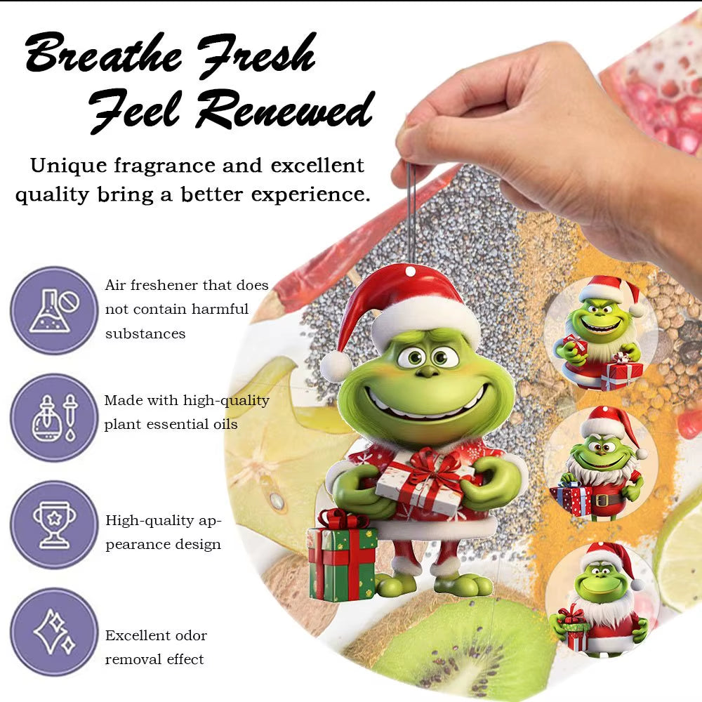 YXYDFDC Christmas Cute Fragrance Tablet Gift Creative Green-Haired Monster Car Interior Air Freshener Natural Tea Paper Suspen