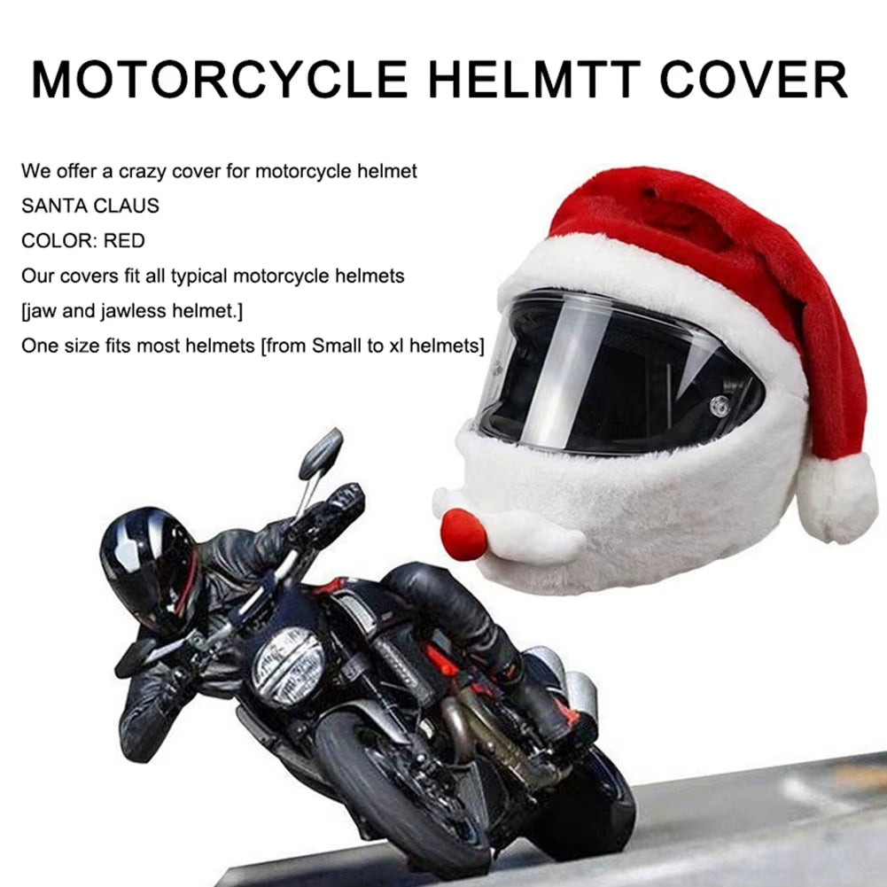 Motorcycle Santa Claus Funny Cover Elastic Santa Claus Christmas Hat Santa Claus Helmet Cover Motorcycle Accessoories